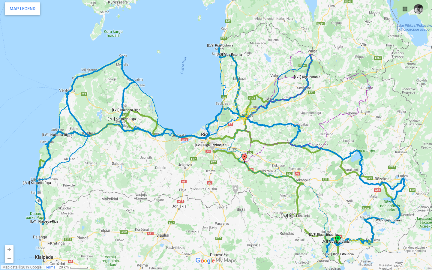 Bike map Latvia